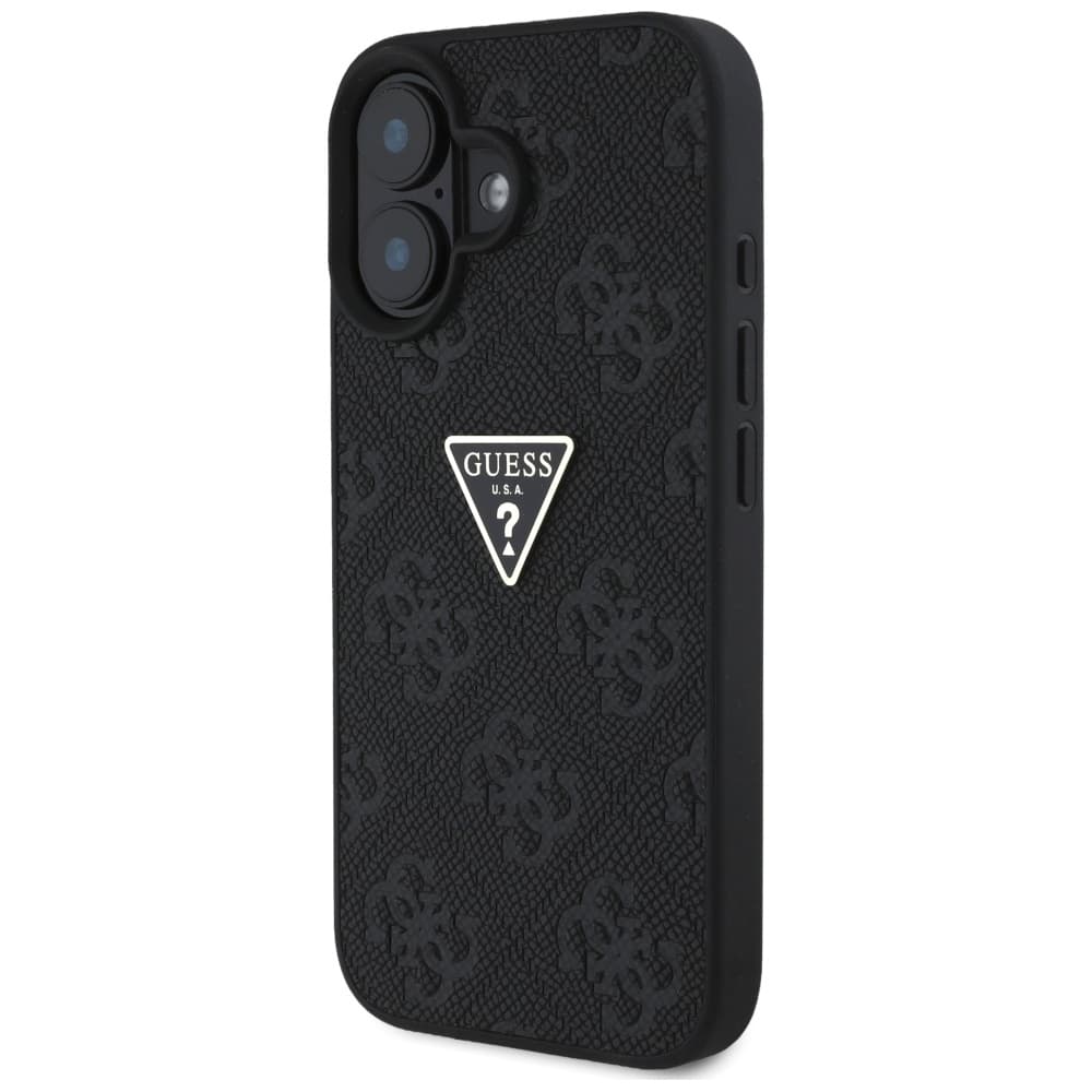 Guess Leather Hot Stamp 4G Pattern Triangle Metal Logo iPhone 16 černá - náhled 2
