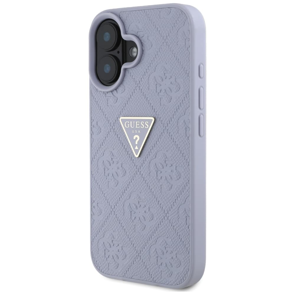 Guess Leather Hot Stamp 4G Pattern Triangle Metal Logo iPhone 16 světle fialová - náhled 2