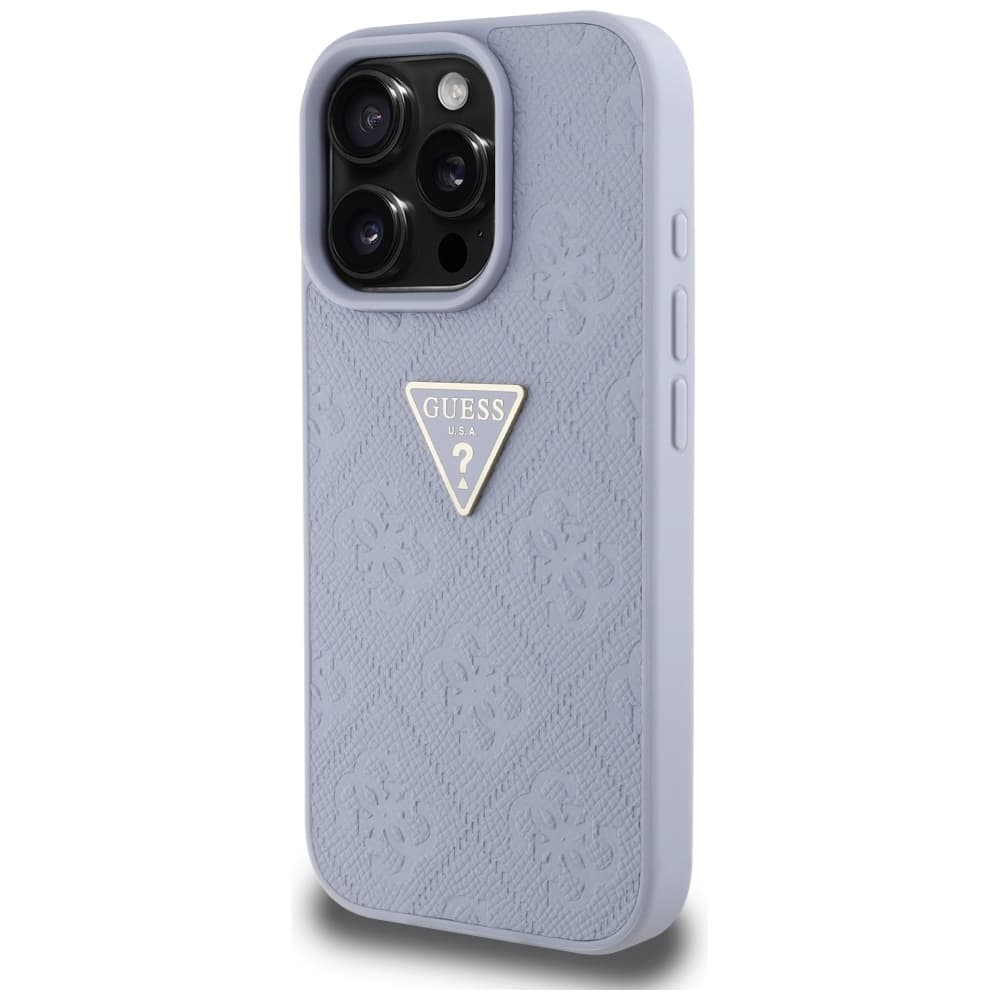 Guess Leather Hot Stamp 4G Pattern Triangle Metal Logo iPhone 16 Pro Max světle fialová - náhled 2