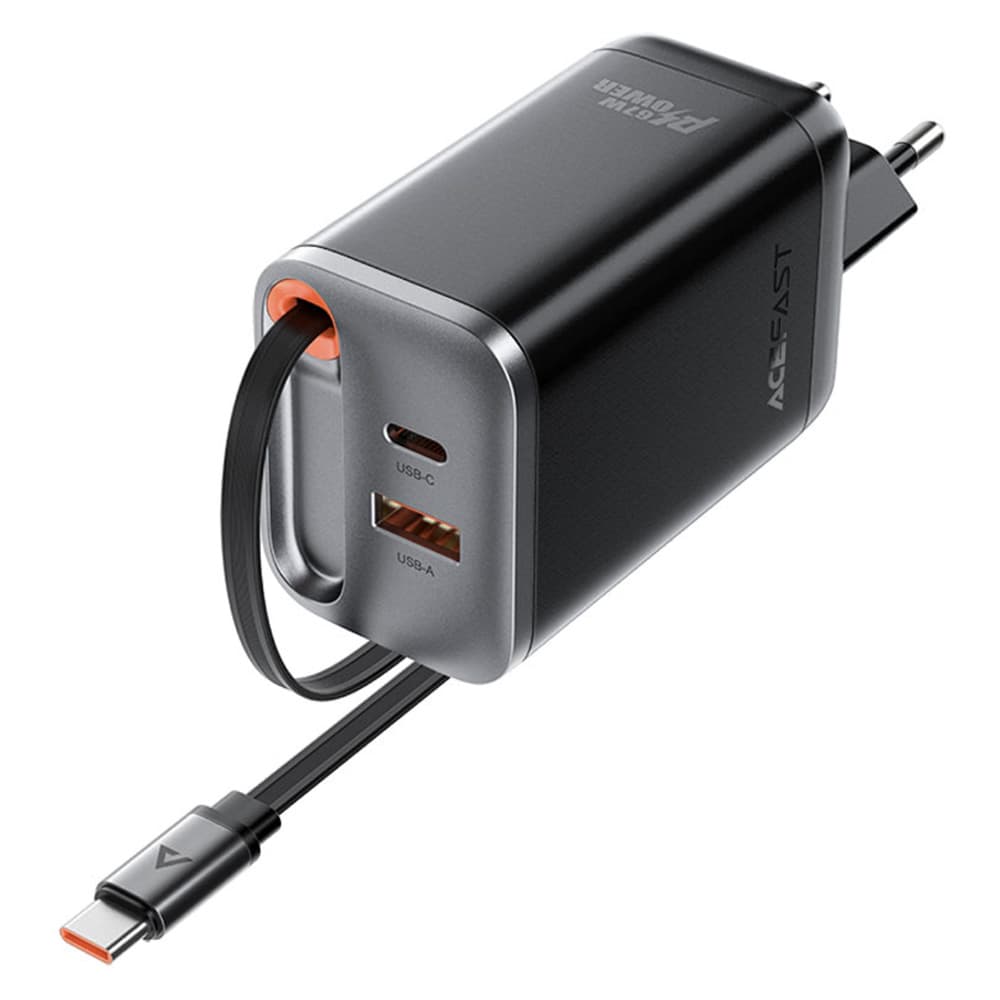 Acefast Wall Charger A111 s navíjecím kabelem rychlonabíjení černá - náhled 2