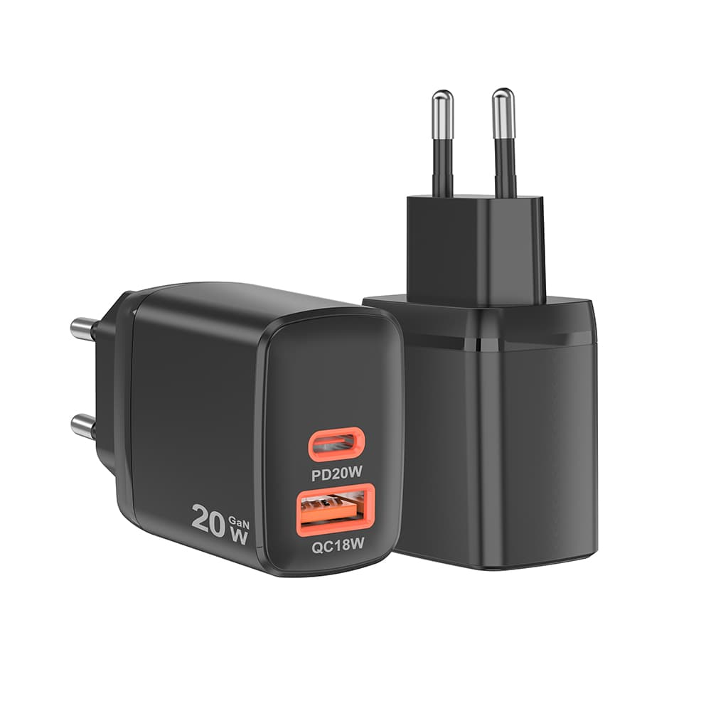 Nabíječka Techsuit Duonix20W CH2 Type-C USB Dual Travel 20W černá - náhled 2