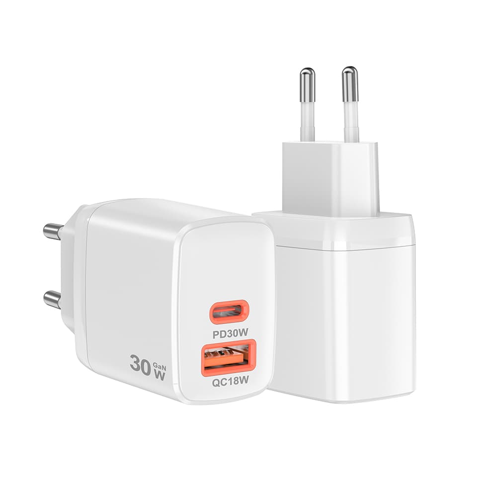 Nabíječka Techsuit Duonix30W CH1 Type-C USB Dual Travel 30W bílá - náhled 2