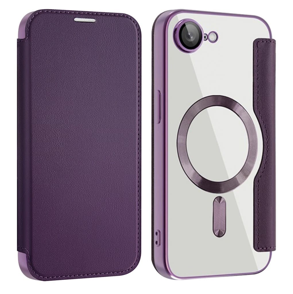 Pouzdro na knihu Techsuit SmartMag iPhone 16e fialové - náhled 2