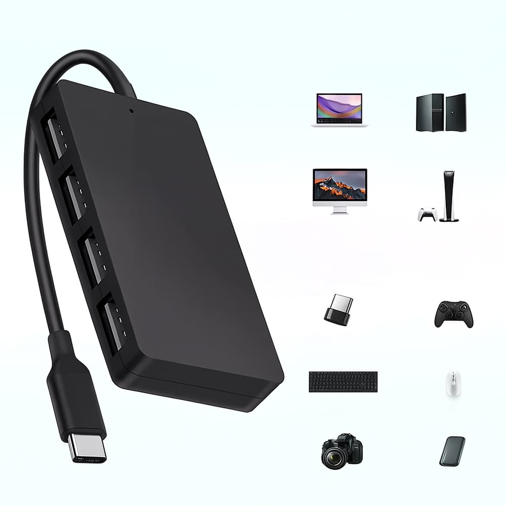 Techsuit Docking Station QuantumNode 4 v 1 H16 USB-C na 4x USB 3.0 ABS černá - náhled 2