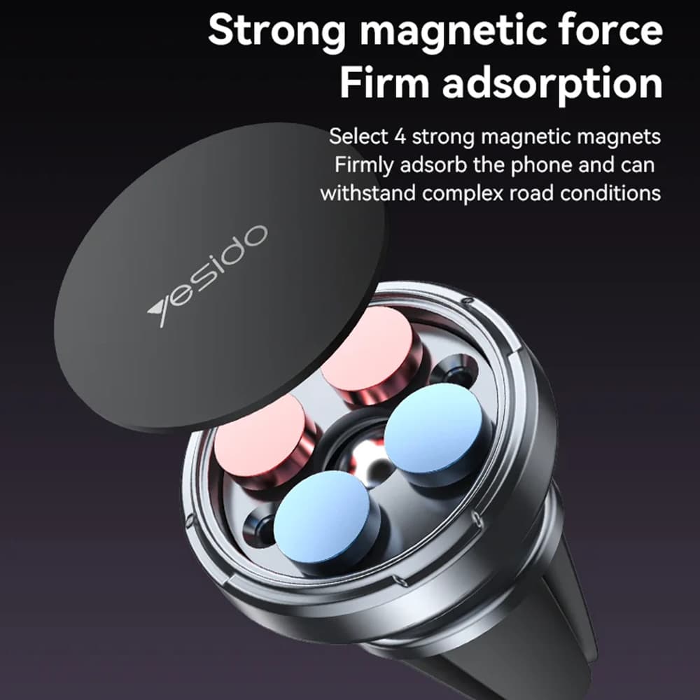 Yesido Mini Car Holder C214 Magnetický do ventilace volně otočný zinková slitina protiskluzový univerzální černý - náhled 2
