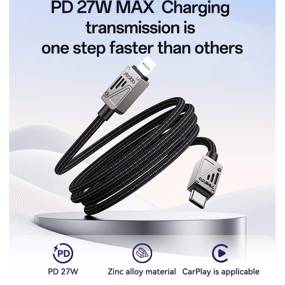 Yesido Datový kabel CA195 Type-C na Lightning Rychlé nabíjení PD27W 1.2m černý - náhled 2