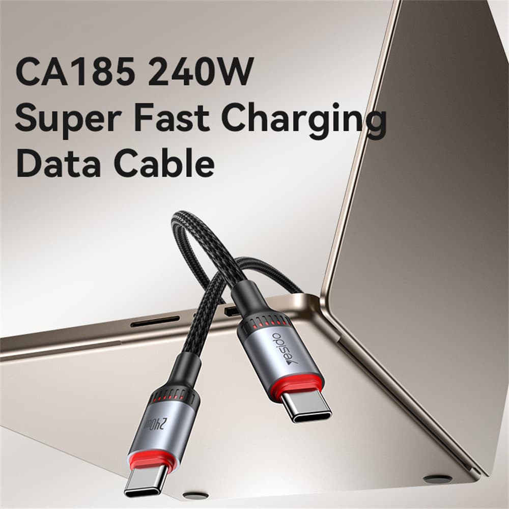 Yesido Data Cable CA185 Type-C na Type-C Rychlé nabíjení 1.2m černý - náhled 2