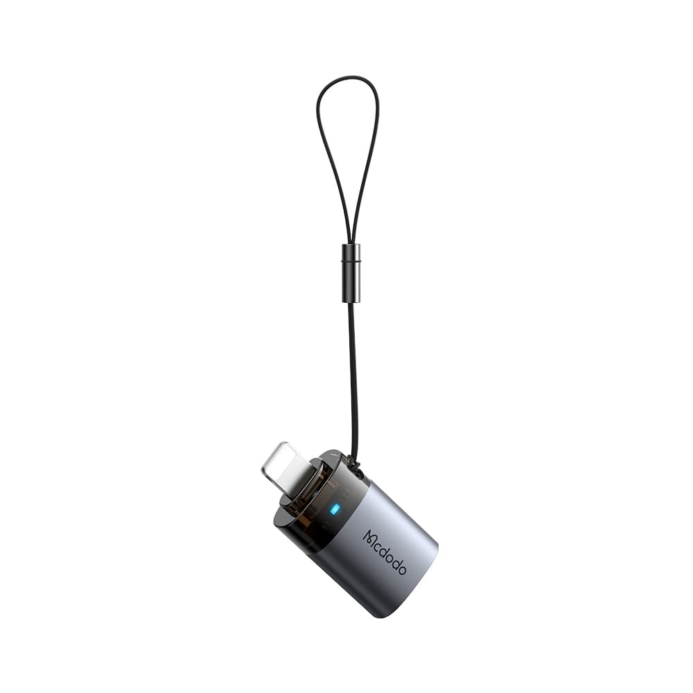 Mcdodo - OTG adaptér (OT-7390) - USB na Lightning, hliníková slitina, nabíjení a synchronizace dat, s indikačním světlem, poutko - černá - náhled 2