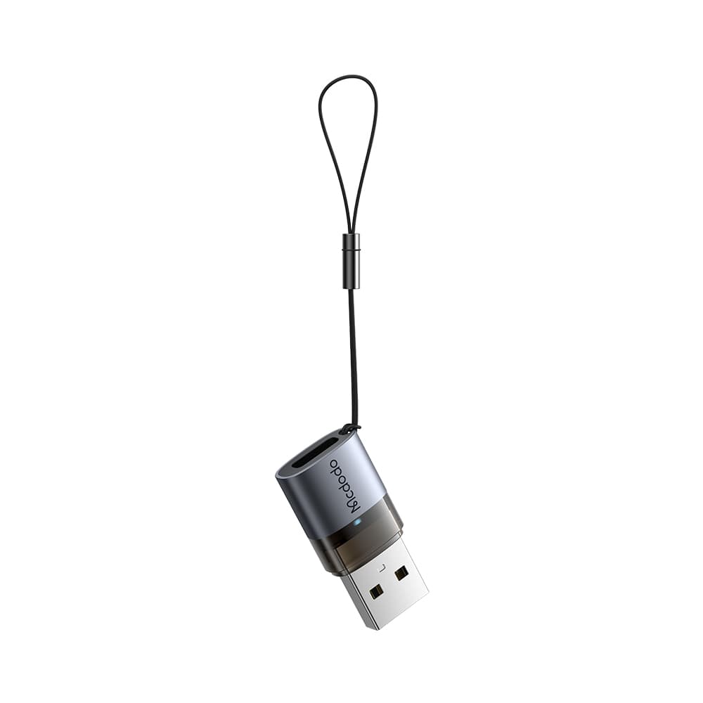 Mcdodo - OTG adaptér (OT-7580) - Type-C na USB3.0, hliníková slitina, nabíjení a synchronizace dat, s indikačním světlem, poutko - černá - náhled 2