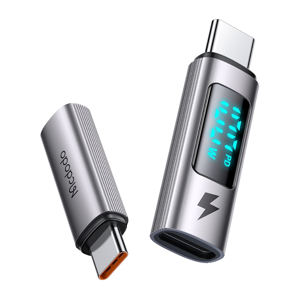 Mcdodo - OTG adaptér řady Wales (OT-6090) - USB-C na USB-C, PD100W, 5A, nabíjení a synchronizace dat, digitální displej - černý - náhled 2