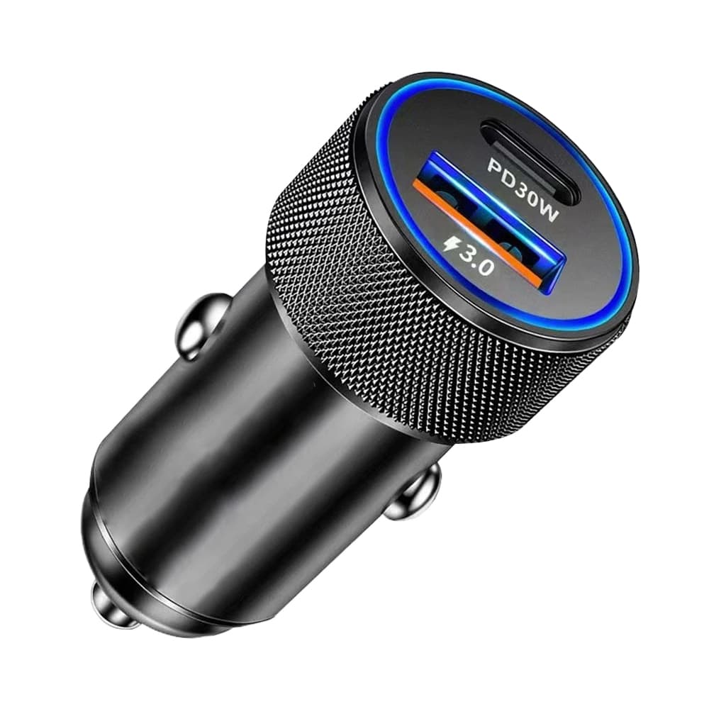 Techsuit Premium nabíječka do auta VoltDuo (C2) s LED světlem černá - náhled 2