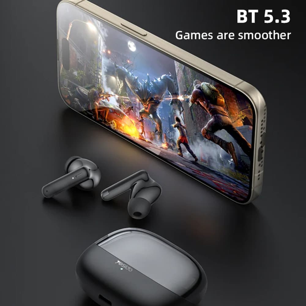 Yesido - bezdrátová sluchátka (TWS26) - stereo, s mikrofonem, Bluetooth, 13mm reproduktor, design do uší, 250mAh - černá - náhled 2