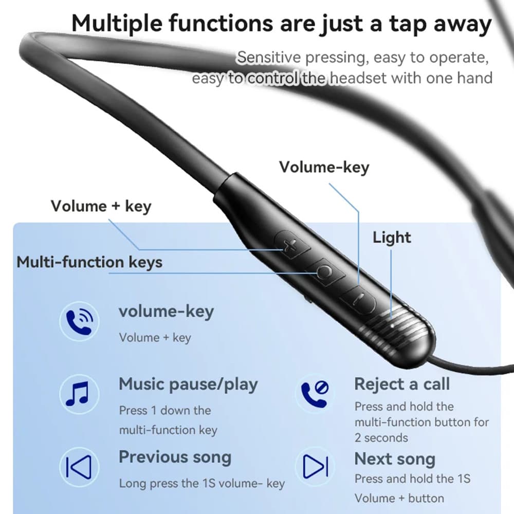 Yesido - bezdrátová sluchátka (YSP20) - magnetická, s nákrčníkem, s Bluetooth V5.3, 400mAh, Type-C - černá - náhled 2