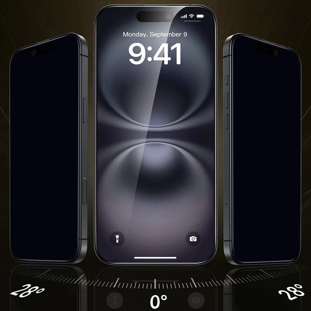 ESR - Corning Gorilla Glass UltraFit Privacy™ (3 balení) - iPhone 17 / iPhone 16 Pro - černá - náhled 2
