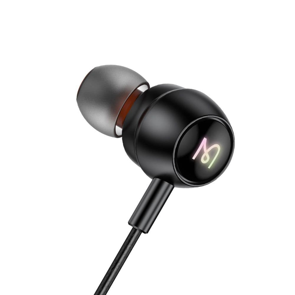 Mcdodo – kabelová sluchátka (HP-5830) – USB-C, RGB osvětlení, hliníková slitina, nylon, DAC, design do uší, 1,2m – černá - náhled 2