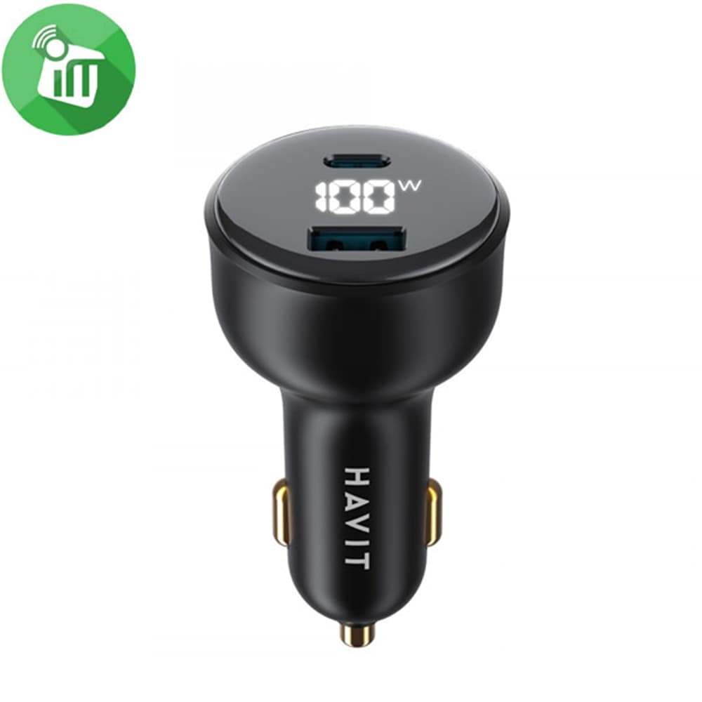 Havit Car Charger CC100W USB Type-C PD100W PC s digitálním displejem černý - náhled 2