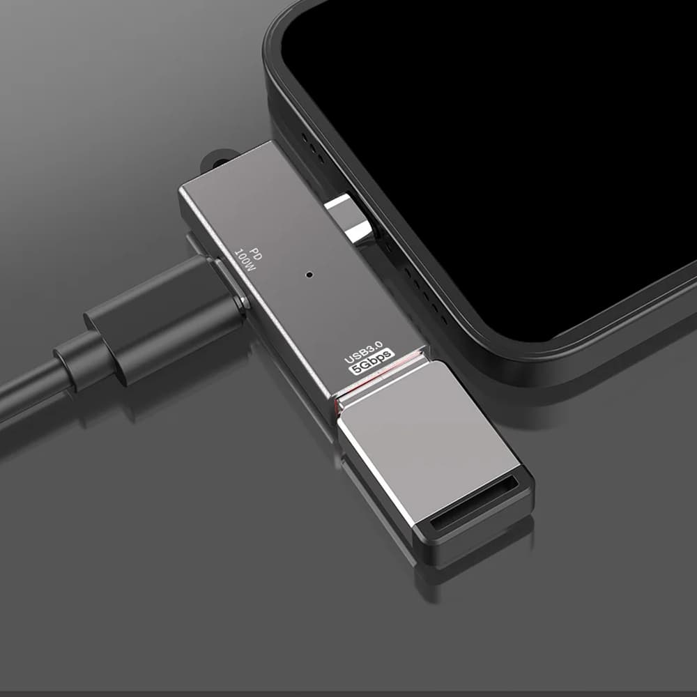 Adaptér Techsuit DataBlitz (A21) Type-C USB3.0 PD100W 5Gbps šedý - náhled 2