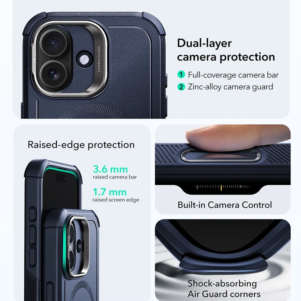 ESR Cyber Armor Kickstand pro iPhone 17 modrá - náhled 2