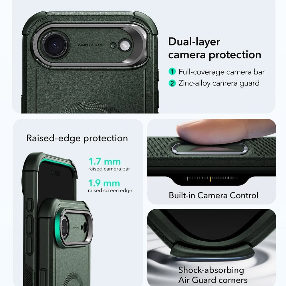 ESR Cyber Armor Kickstand pro iPhone 17 Air zelený - náhled 2