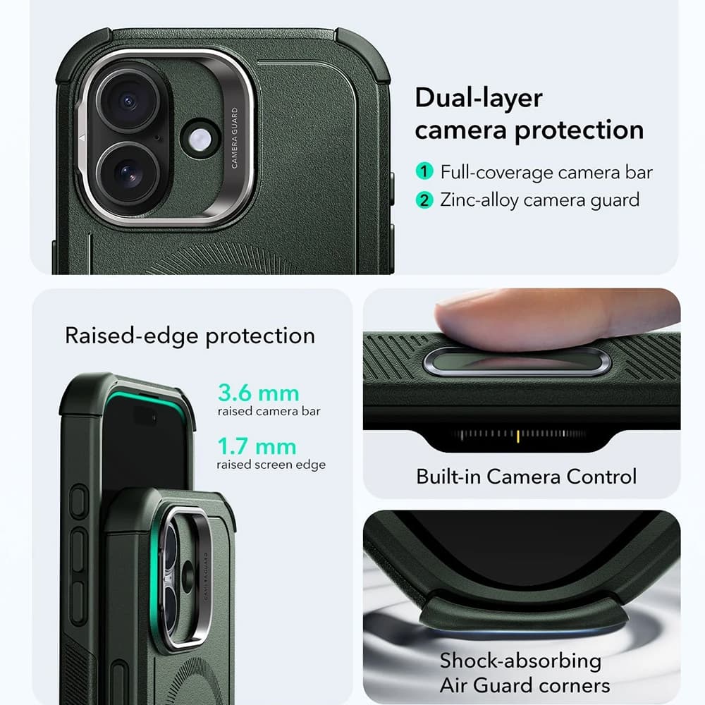 ESR Cyber Armor Kickstand pro iPhone 17 zelený - náhled 2