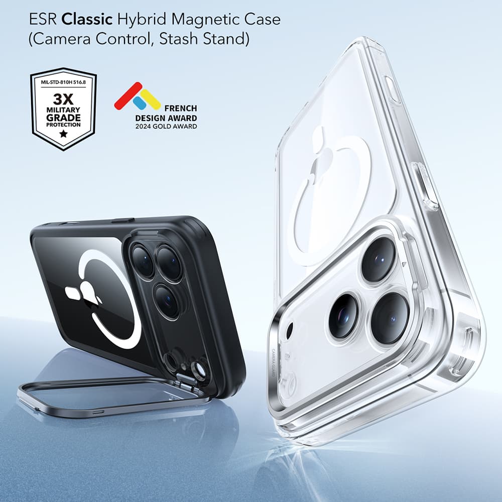 ESR Classic Hybrid HaloLock Kickstand iPhone 17 Pro černá průhledná - náhled 2