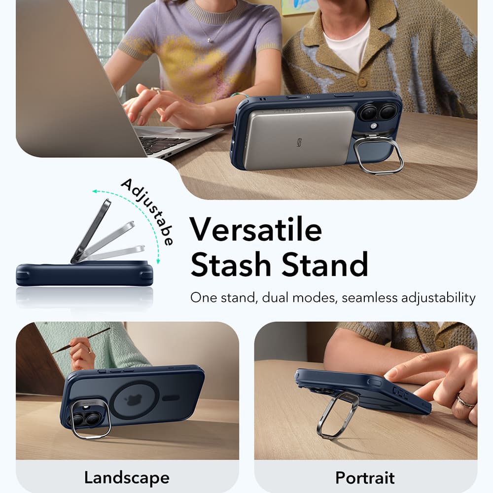 ESR Classic Hybrid HaloLock Kickstand pro iPhone 17 v matné modré - náhled 2