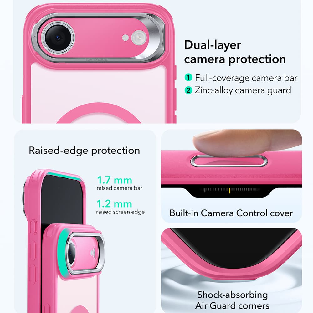 ESR Classic Hybrid HaloLock Kickstand pro iPhone 17 Air Růžová Mlha - náhled 2