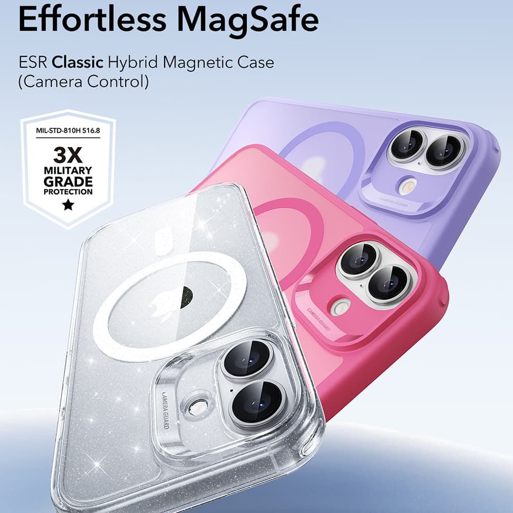 ESR Classic Hybrid HaloLock pro iPhone 17 v čiré třpytivé barvě - náhled 2