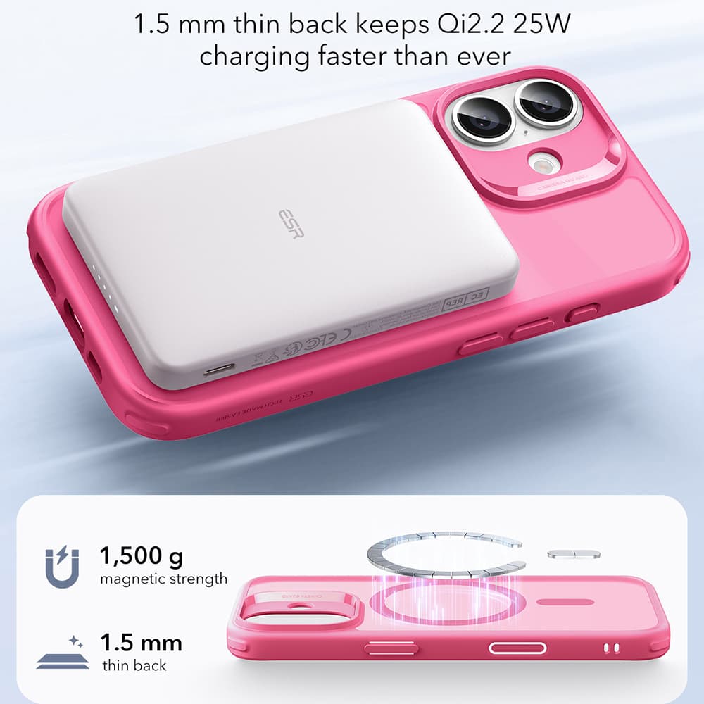 ESR Classic Hybrid HaloLock pro iPhone 17 v matně růžové - náhled 2