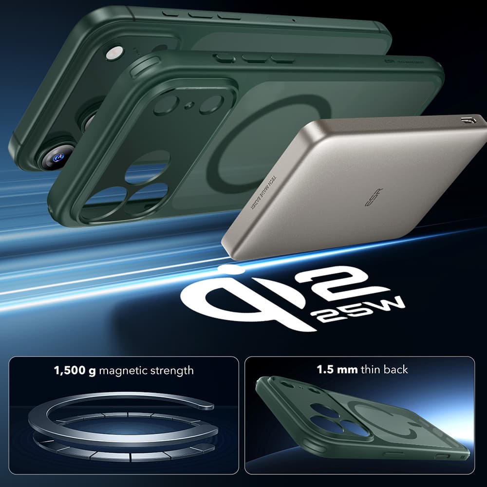 ESR Classic Hybrid HaloLock pro iPhone 17 Pro Zelená Mlha - náhled 2