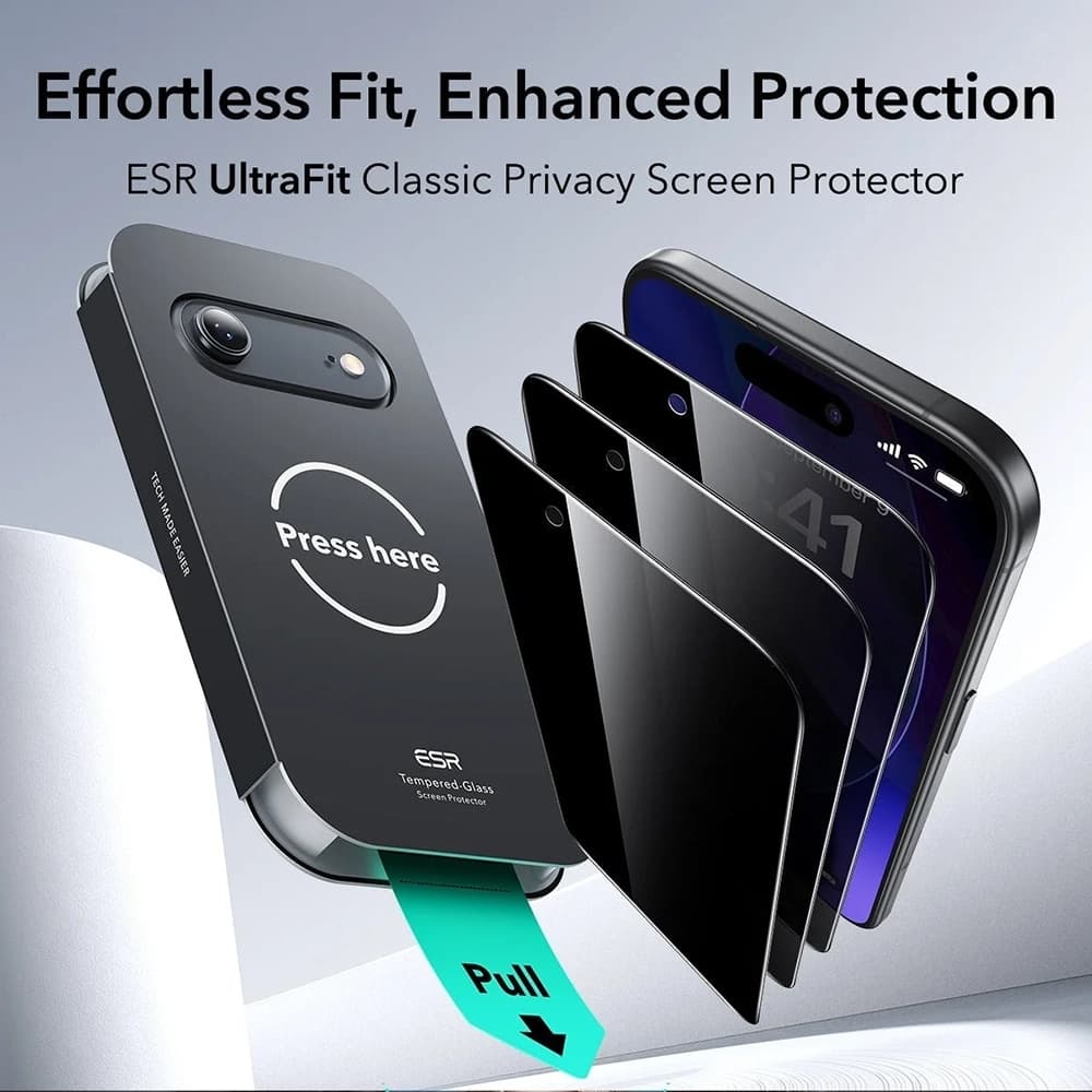 ESR Privacy Tempered Glass UltraFit (3 kusy) iPhone 17 Air černá - náhled 2