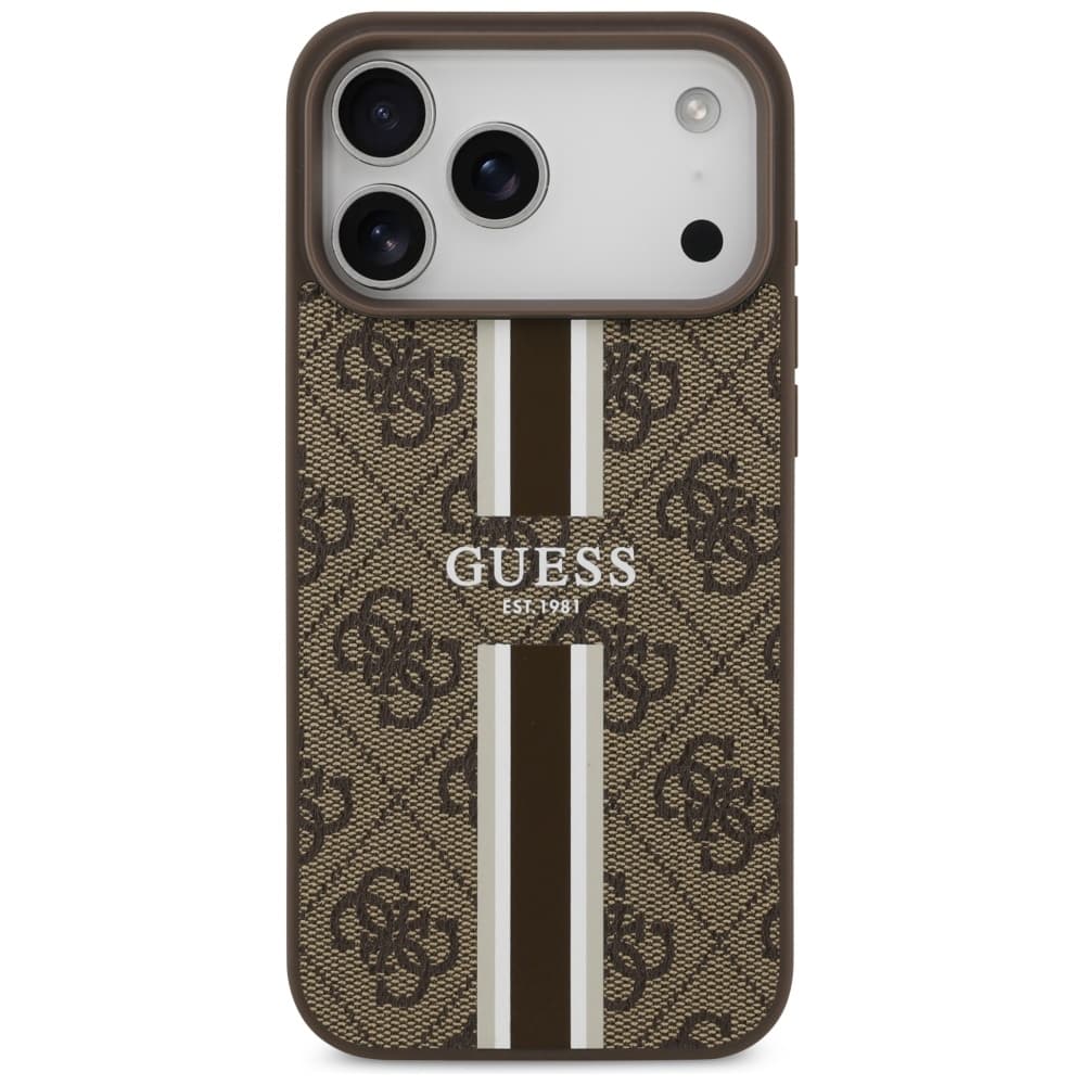 Guess - pevné pouzdro 4G Printed Stripes MagSafe (GUHMP17XP4RPSW) - iPhone 17 Pro Max - hnědé - náhled 2