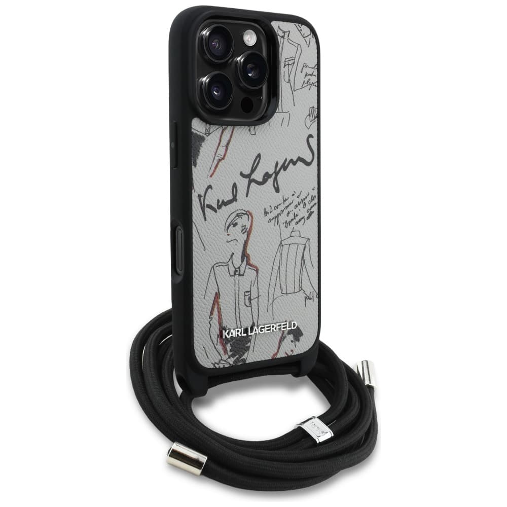 Karl Lagerfeld Saffiano MagSafe Crossbody pro iPhone 16 Pro Max šedá - náhled 2