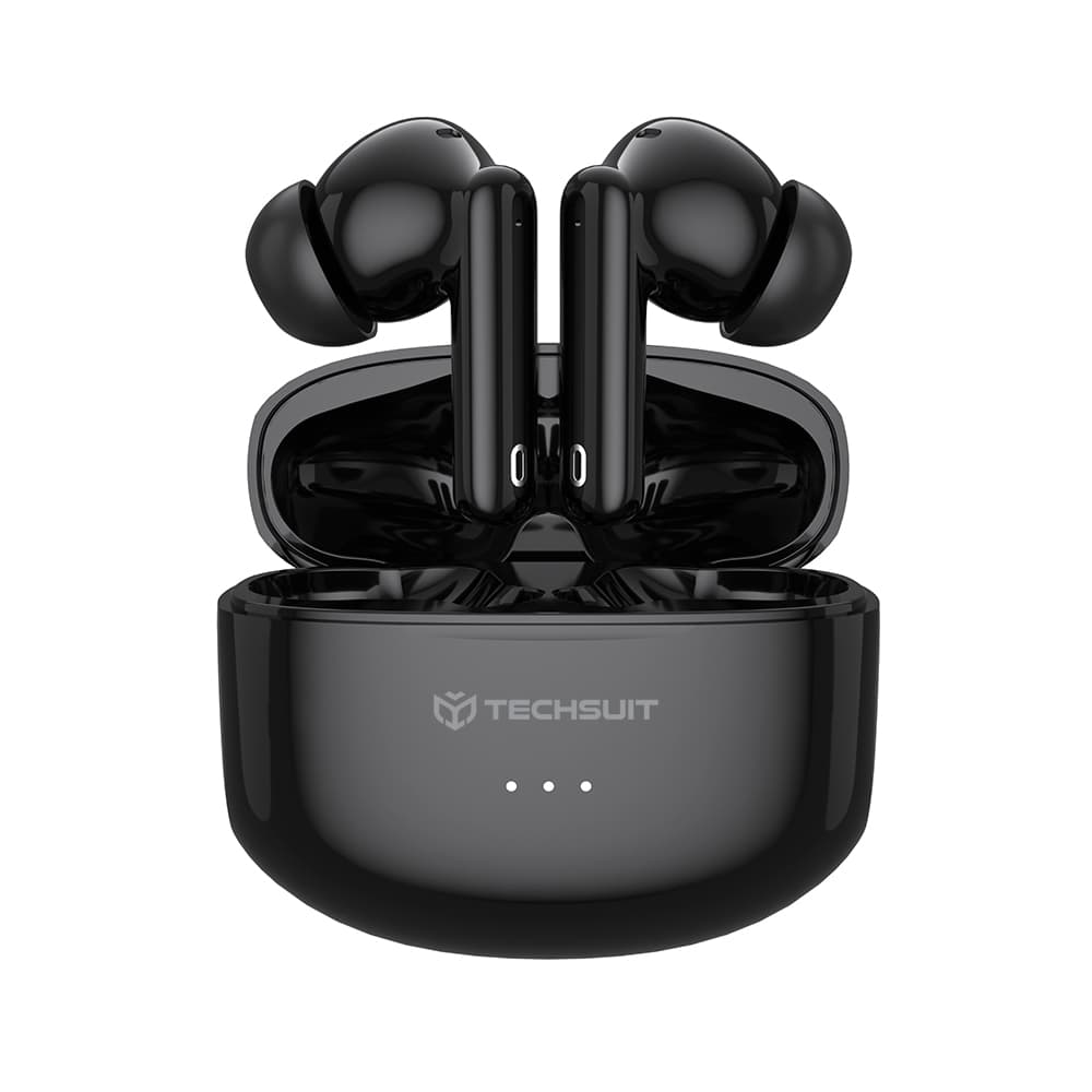 Techsuit - bezdrátová sluchátka Premium Audira Pro (CW1) - Bluetooth V5.4, 300mAh, dotykové ovládání, aktivní potlačení hluku, 4 mikrofony - černá - náhled 2