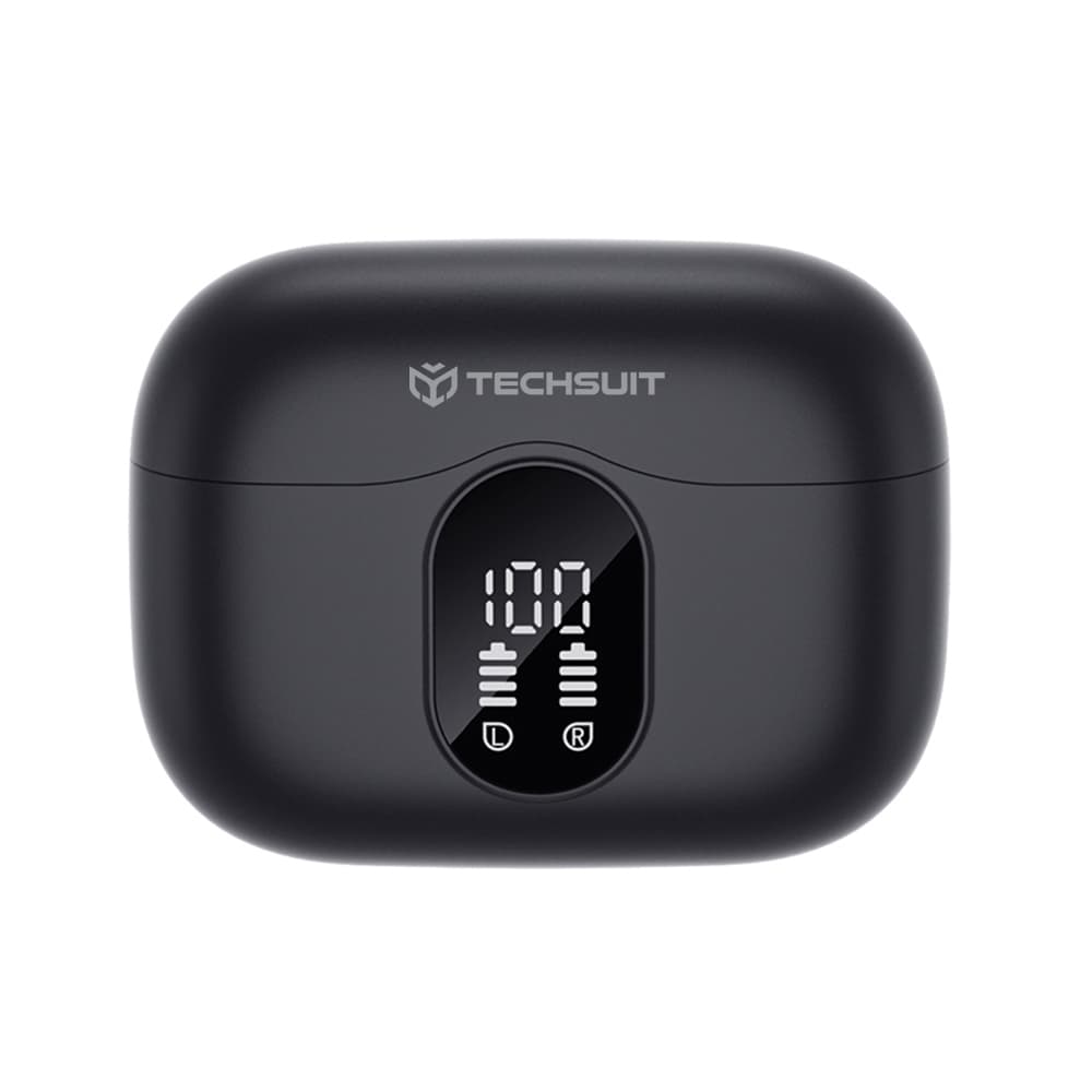 Techsuit – bezdrátová prémiová sluchátka WaveBeat 100 (CW3) – Bluetooth V5.4, 300mAh, ANC, ENC, 4 mikrofony – černá - náhled 2