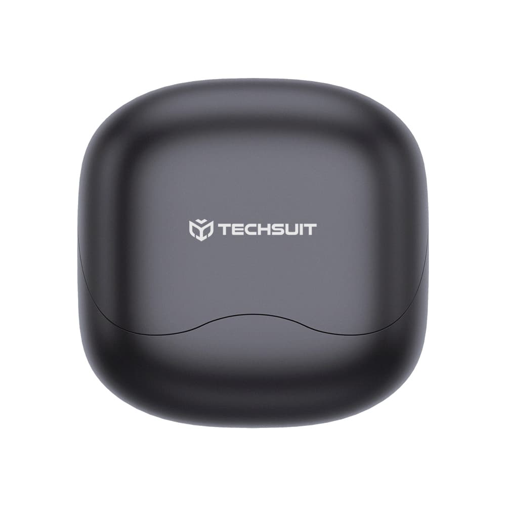 Techsuit – prémiová bezdrátová sluchátka EchoFit Pro (CW5) – Bluetooth V5.4, ANC, ENC, 400mAh, Multi-Connect, rychlé nabíjení, 6 mikrofonů – černá - náhled 2