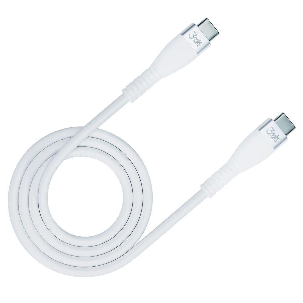 3mk Datový kabel Hyper Silicone USB-C na USB-C 60W 3A 1m bílý - náhled 2