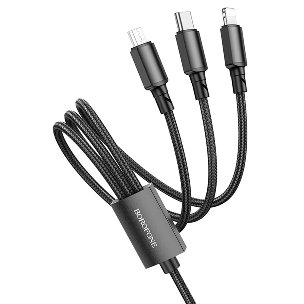 Borofone datový kabel BX72 3-in-1 univerzální 2A 1m černý - náhled 2