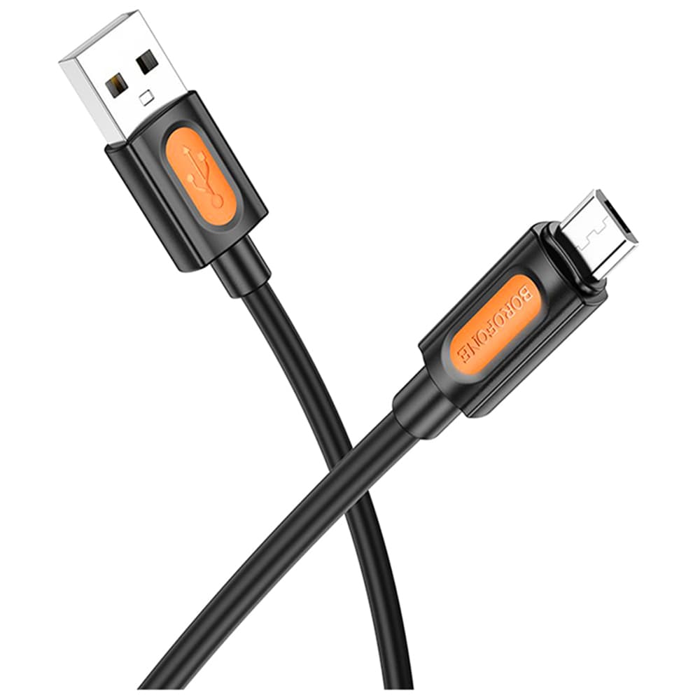 Borofone Data Cable Silicone Series BX114 USB na Micro-USB silikonový 2.4A 1m černý - náhled 2