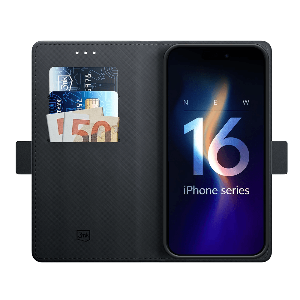 3mk Wallet Case iPhone 16 Černá - náhled 2
