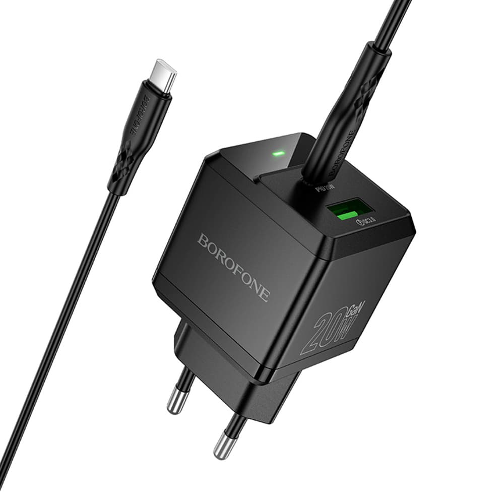 Borofone Intenso BN19 nástěnná nabíječka USB Type-C PD20W QC3.0 černá - náhled 2