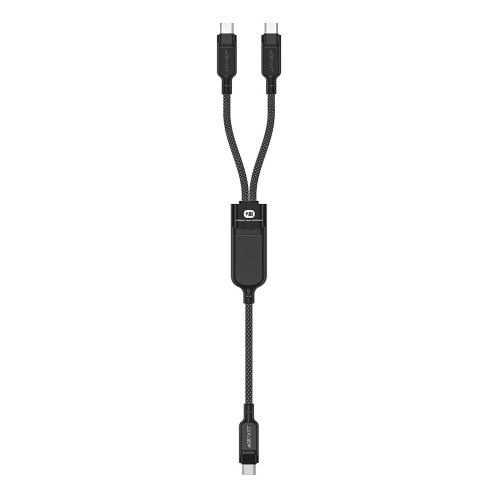 Acefast Data Cable C5-11 Rychlonabíjecí USB-C na 2x Type-C 1.2m černý - náhled 2