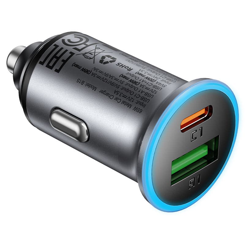 Acefast - nabíječka do auta (B15) - rychlé nabíjení, USB, Type-C, 65W, hliníková slitina - Metal Gray - náhled 2