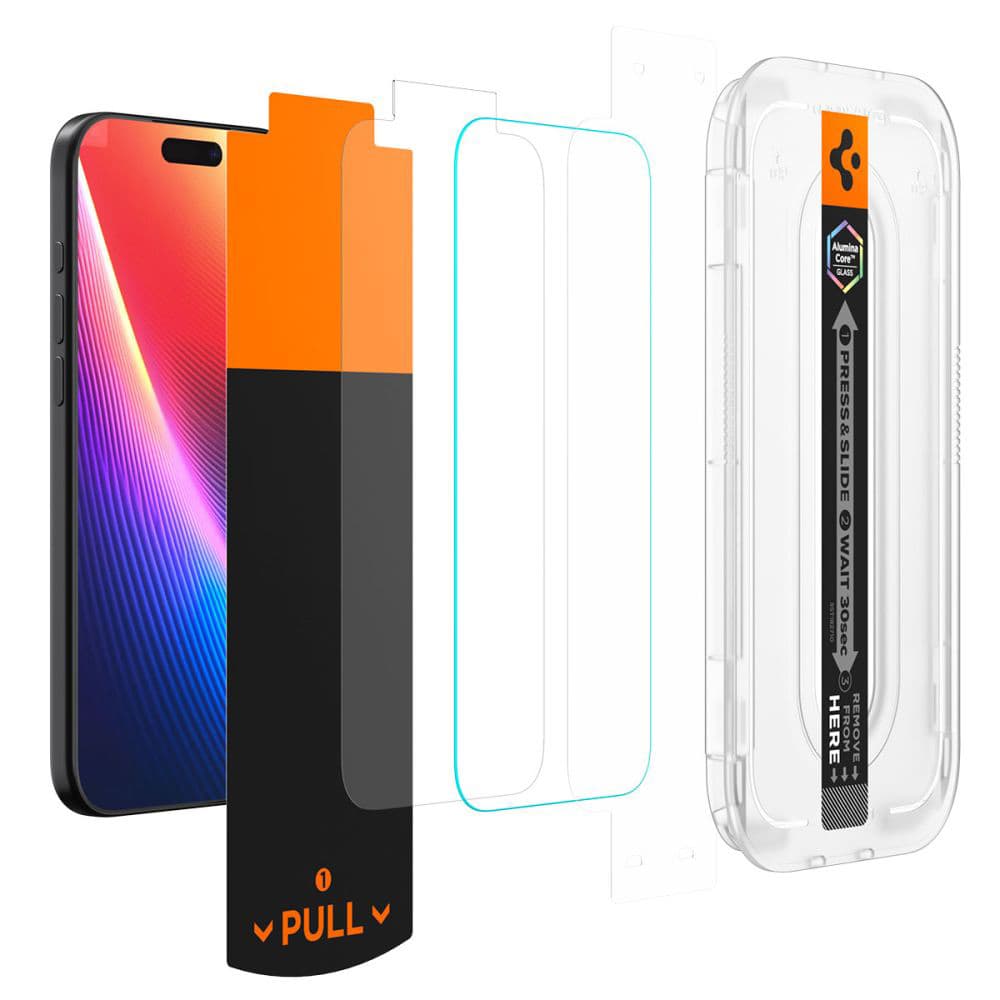Spigen - Glas.tR EZ-FIT Pro - iPhone 16 Pro / iPhone 17 / iPhone 17 Pro - čirý - náhled 2