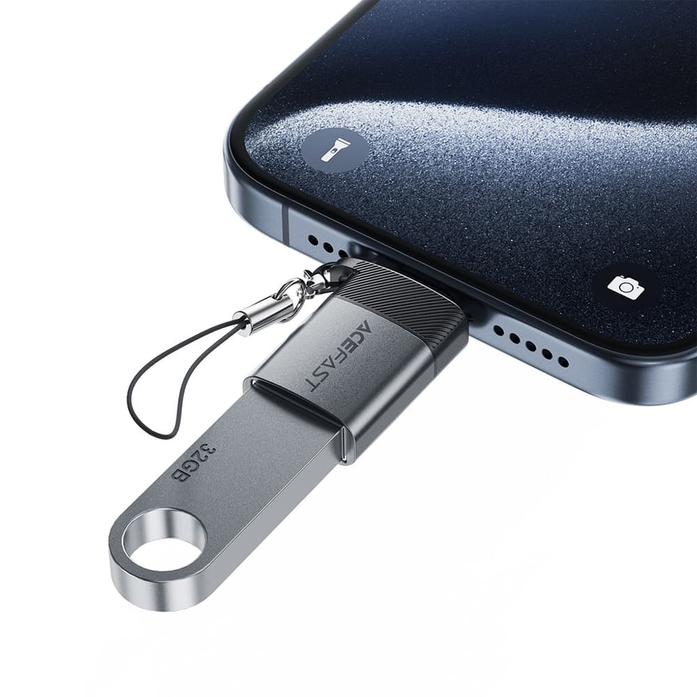 Acefast Adaptér J7 s funkcí OTG USB na Type-C 10Gbps Rychlé nabíjení Kovově šedá - náhled 2