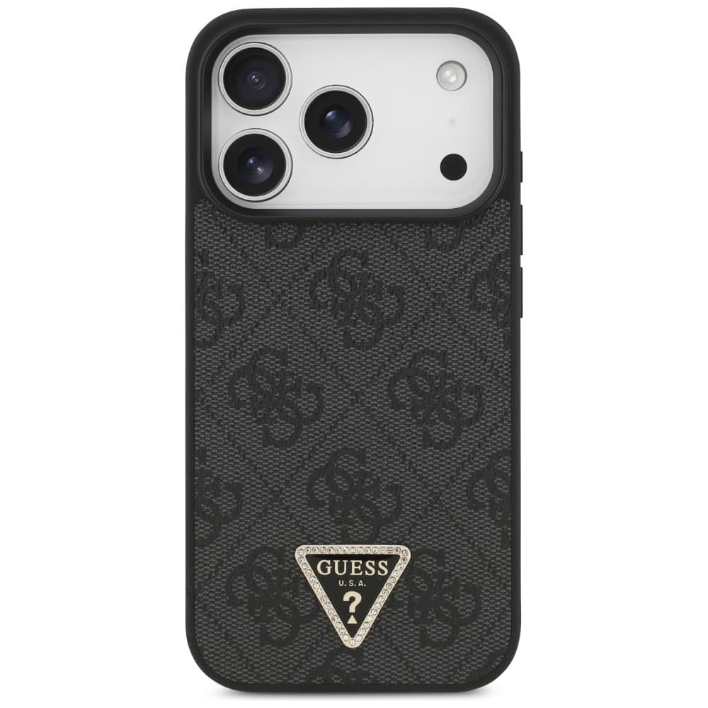 Guess Leather 4G Triangle Strass MagSafe pro iPhone 17 Pro černý - náhled 2
