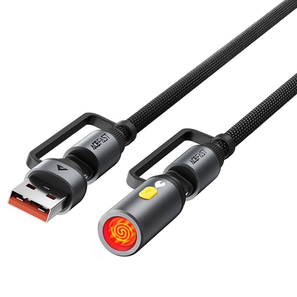 Acefast Data Cable J6 Multifunkční Rychlonabíjecí USB USB-C na Type-C Zapalovač 60W 3A 1.2m Černá - náhled 2