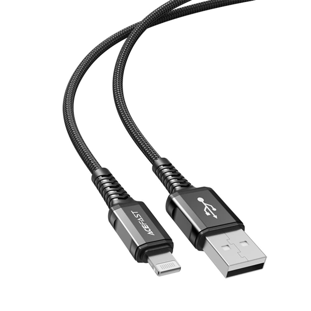 Acefast Datový kabel C1-02 USB na Lightning 2.4A rychlé nabíjení MFi 1.2m černý - náhled 2