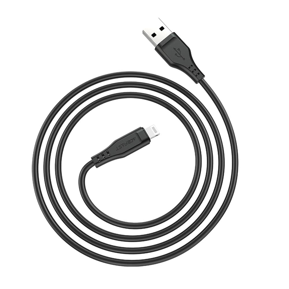 Acefast Datový kabel C3-02 USB na Lightning 2.4A 480Mbps MFi 1.2m černý - náhled 2