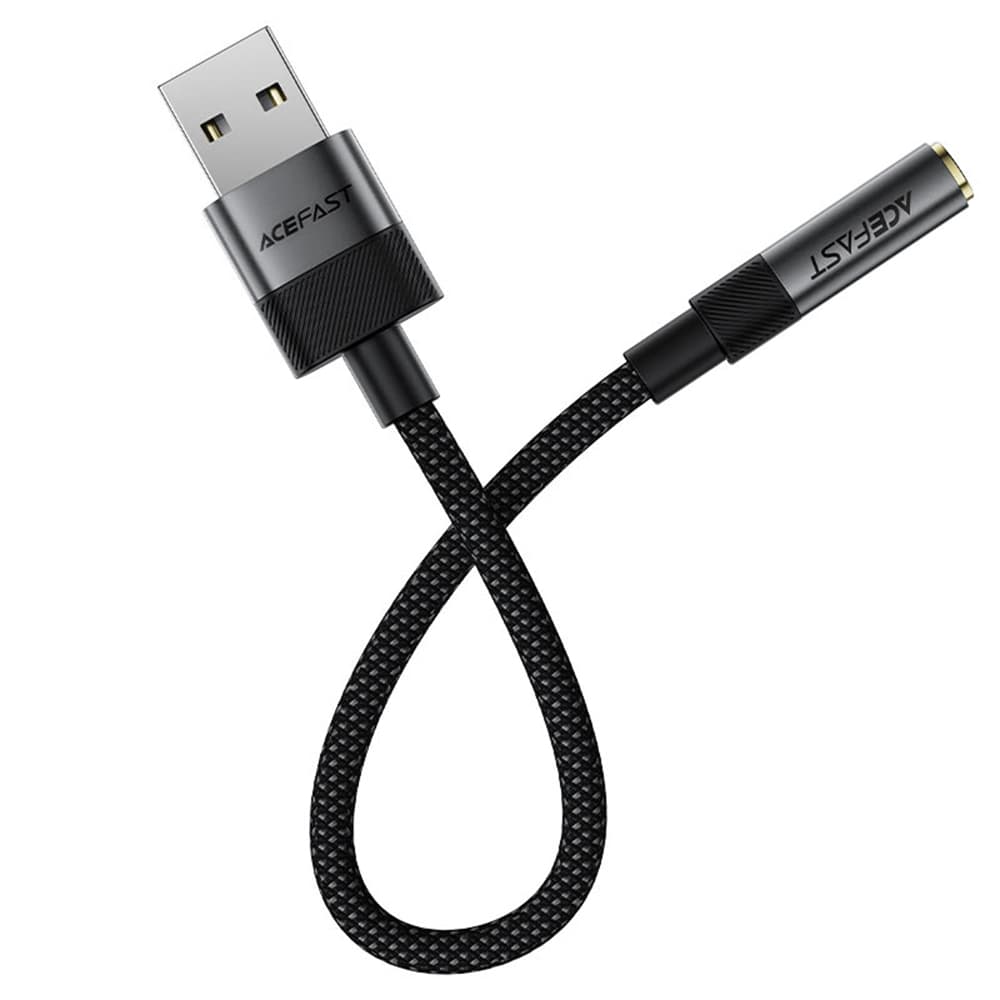 Acefast - audio adaptér (J13) - USB samec na 3,5mm jack samice, plug &amp; play, vysoce věrný zvuk, bez zpoždění, 15cm - černý - náhled 2
